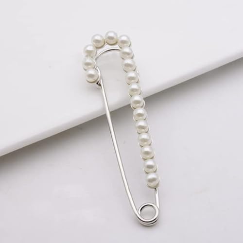 Sicherheitsnadeln 10 Stück 7,5 cm Sicherheits-Anstecknadeln for Damen, Simulierte Perlen-Anhängernadeln, Kristall-Strass-Brosche for Damen, Schal, Schnalle, Clips, Hut, Kleidung, Mehrzweck-Anstecknade von WyANDWA