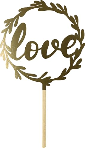 Tortenstecker für Torte - Cake Topper - GOLD LOVE - Happ Tortendekoration - Kuchendeko - Cake-Topper - Cupcake Topper für die Hochzeit - Tortenaufsatz aus Pappe von Wyjątkowe z drewna