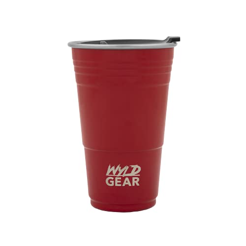 WYLD GEAR Wyld Becher aus Edelstahl, vakuumisoliert, Partybecher mit Deckel, 473 ml, Rot von Wyld Gear