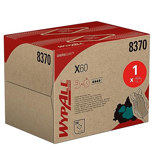 WypAll X60 Reinigungstücher 8370 – Reinigungstücher Blau – 1 Pop-Up-Box x 200 Wischtücher (insges. 200) von Wypall