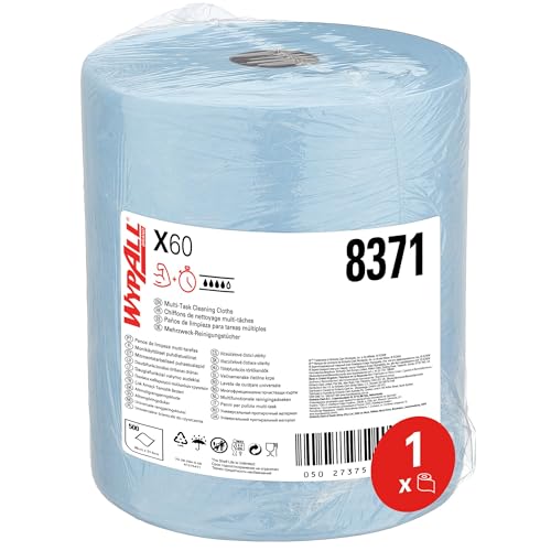 WypAll X60 General Clean Tücher auf Großrolle 8371 – blaue Reinigungstücher – 1 blaue Großrolle mit 500 blauen, 1-lagigen Reinigungstüchern von Wypall