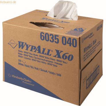 Wypall Wischtücher Wypall X60 1-lagig 42,6x31,7cm Bragbox weiß von Wypall