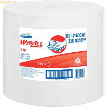Wypall Wischtücher Wypall X70 1-lagig 31,5x34cm Großrolle weiß von Wypall