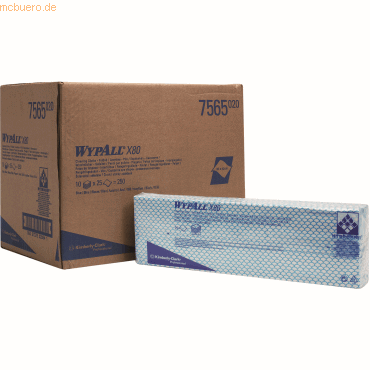 Wypall Wischtücher Wypall X80 1-lagig 41,6x34,4cm Interfold blau von Wypall