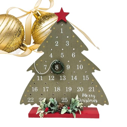 Wyttuubv Weihnachts-Adventskalender, Weihnachts-Countdown-Kalender,Dekorativer Countdown-Kalender Weihnachtsdekorationen - Weihnachtsbaum-Countdown-Kalender, Tischdekoration aus Holz, von Wyttuubv