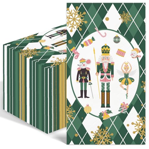 50 Grün Nussknacker Servietten, Weihnachtspapier Servietten,Servietten mit Nussknacker-Motiv, Winter Papier Servietten - Nussknacker-Soldaten, Entertaining with Servietten（GrünNussknacker） von Wzczf