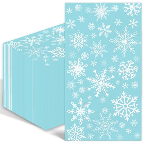 50 Weihnachten Schneeflocken Servietten,Servietten mit Schneeflocken-Motiv, Winter Papier Servietten - weiße Schneeflocke Einweg-Servietten Winter Abendessen Servietten（Schneeflocken） von Wzczf