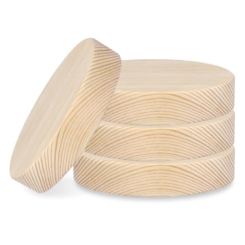 Wzhtuzi 4 Stück Holzscheiben, Unbehandeltes Holzplatte Rund Set, Unvollendet Poliert Kiefernholz, Holzscheiben 20 cm Durchmesser, 2cm Dicke, für DIY Handwerk, Hängende Dekoration, Malerei, Türschilder von Wzhtuzi