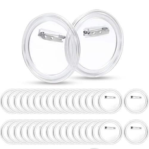 Wzhtuzi 50 Stück Buttons Selber Machen, 1.45in/37MM DIY Transparente Buttons, Acryl Anstecker Buttons, Pins Ansteckbuttons Set, für DIY, Handwerk, Souvenir, Foto, Bild, Kleidung von Wzhtuzi