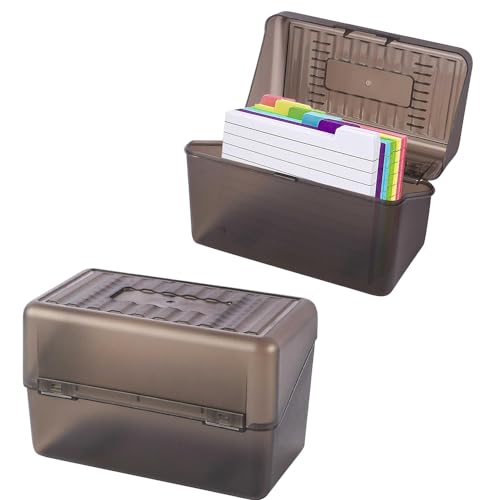 Wzhtuzi Karteikarten Box, 14.5 x 8.5 x 9cm Karteikasten Grau mit Stift Lernkarteibox Karteikasten für 400 Karten A7 A8 für Unterwegs Lernen Notizen Schulsachen Büro Zuhause, Grau von Wzhtuzi