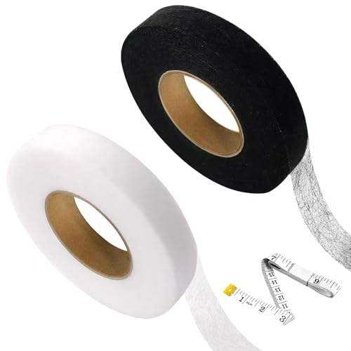 Wzhtuzi Saumband, 2 Rollen Bügelband zum Aufbügeln, Saumband zum Aufbügeln für Vorhänge, Hosen und Kleidung für für Aufbügeln auf Textilien wie Hosen Gardinen (Schwarz & Weiß, 4 cm Breit) von Wzhtuzi