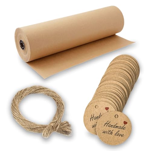 Wzhtuzi geschenkpapier, 30 cm × 30 m geschenkpapier rolle packpapier für Kunsthandwerk, Geschenkverpackung Verpackung, Lebensmittelpapier packpapier rolle von Wzhtuzi