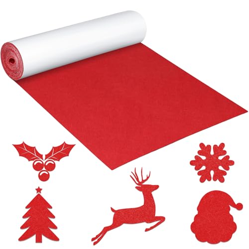 Wzone 31×200cm Filz Selbstklebend, Rot Filzmatte Filzband Selbstklebend, Filzstoff für Geschenkboxen, Bilderrahmen, Stühle und Sofas Usw (12.2 x 78.74in) von Wzone