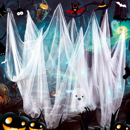 Wzone Halloween Gruselige Weiss Tuch 215 x 500 cm (84 x 197 in), Schwarz Cover Gaze für Gothic Dekoration, Super Große Gruselige Tuch für Halloween Haunted Hause Party Cover Decorations von Wzone