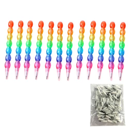 12PCS Cartoon Bleistift Stapelbare Bausteine ​​Bleistift Schreiben Bleistift Für Junge Mädchen Student Spiel Belohnung von X-Institute