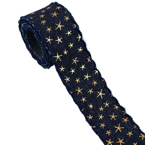 Retro Denims Ribbon Mit Star Für Kreative Projekte Kleidung Dekoration Retro Blue Denims Trimm Einzigartig von X-Institute