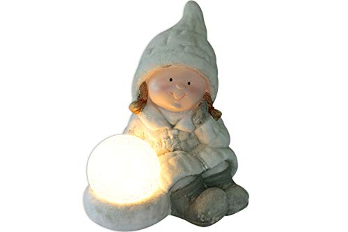 X-Mas Mädchen Keramik Figur mit LED-Kugel batteriebetrieben von X-MAS ART COLLECTION