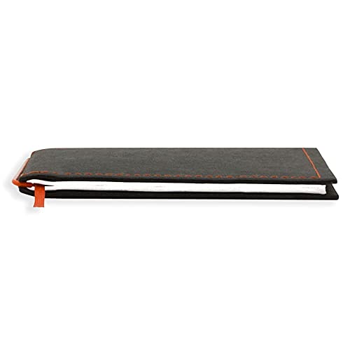 X17-A6 Notizbuch/Personal Organizer | 7mm dünn | schwarz + orange, vegan! Deutsches Zellulose-Material. Nachfüllbar. Notizheft (blanko) mit Doppeltasche, Made in Germany. von X17