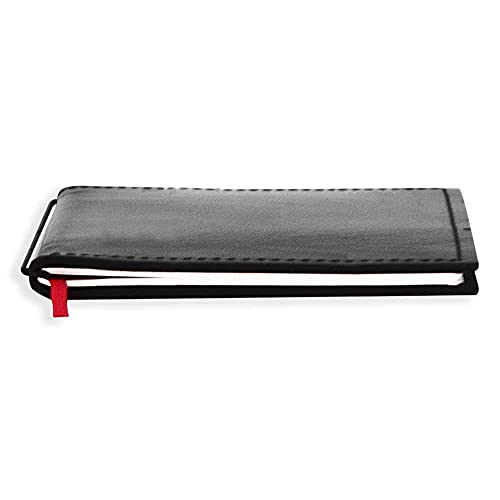 X17-A6 Notizbuch/Personal Organizer | 9 mm dünn | 9 mm dünn schwarz, aus Leder. Nachfüllbar. Notizheft (kariert 2,5mm) mit Do+F125:F280ppeltasche, Made in Germany. von X17