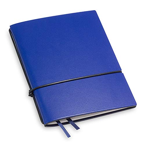 X17-A7 Notizbuch/Personal Organizer | 7mm dünn | blau; aus recyceltem Leder. Nachfüllbar. Notizheft (blanko) mit Doppeltasche, Made in Germany. von X17