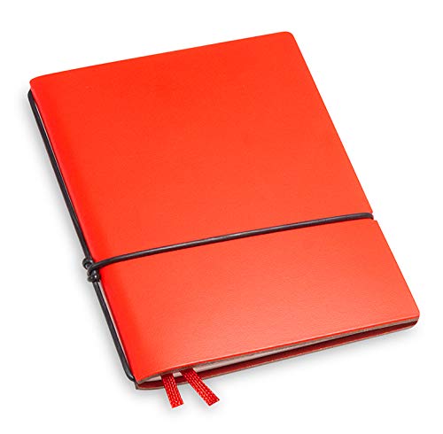 X17-A7 Notizbuch/Personal Organizer | 7mm dünn | rot; aus recyceltem Leder. Nachfüllbar. Notizheft (blanko) mit Doppeltasche, Made in Germany. von X17