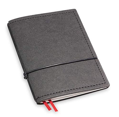 X17-A7 Notizbuch/Personal Organizer | 7mm dünn | schwarz, vegan! Deutsches Zellulose-Material. Nachfüllbar. Notizheft (blanko) mit Doppeltasche, Made in Germany. von X17