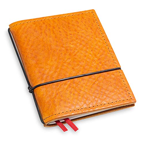 X17-A7 Notizbuch/Personal Organizer | 9 mm dünn | braun "cognac", aus Leder. Nachfüllbar. Notizheft (blanko) mit Doppeltasche, Made in Germany. von X17