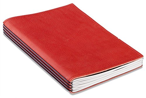 X17 Notizbuch A5, rot, aus Leder. Austauschbare Notizhefte (blanko,kariert) mit Doppeltasche, Made in Germany von X17