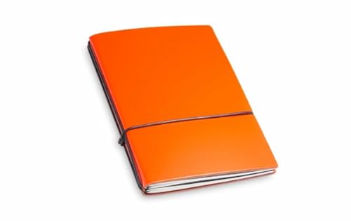 X17 Notizbuch A6, orange; aus recyceltem Leder. Austauschbare Notizhefte (blanko, kariert) mit Doppeltasche, Made in Germany von X17