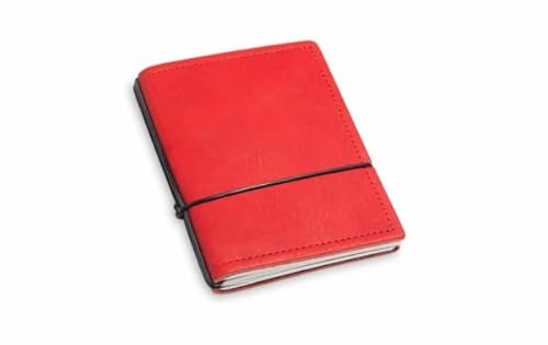 X17 Notizbuch A7, rot, aus Leder. Austauschbare Notizhefte (blanko, kariert) mit Doppeltasche, Made in Germany von X17
