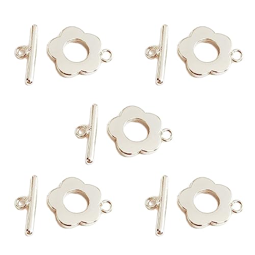 5 Sets Blumen-Knebelverschlüsse, Verbindungsstücke, T-Stange, Halsketten, Armbänder, Verschlüsse, Schmuckherstellung, Zubehör, einfach zu verwenden von XAGMODSHN