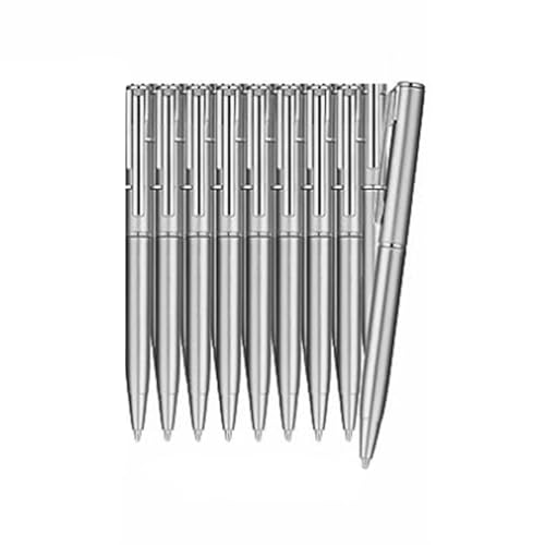 Metall-Kugelschreiber, Drehbar zum Öffnen/Schließen, für Studenten, Lehrer, Büro, Signierstift, 1,0 mm Stiftspitze, 10 Stück von XAGMODSHN