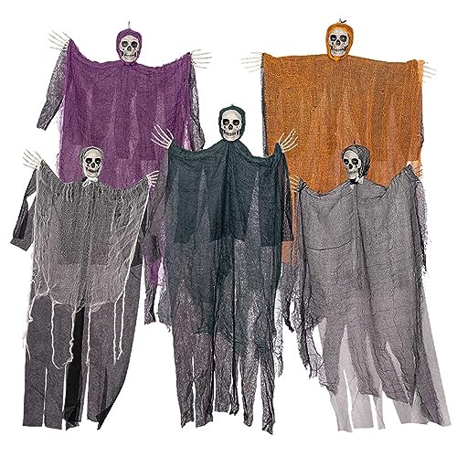 Set mit 5 Halloween-Schädeln, zum Aufhängen für Innen- und Außendekoration, Erstellen Sie eine mit Designs von XAGMODSHN