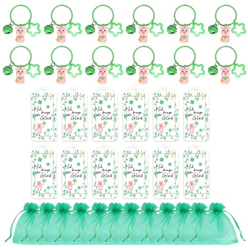 XAGMODSHN 12pcs Irish Festival Celebration Luck Piggy Keychains Für Partygäste Keyring Accessoires Stylische Party Souvenirs von XAGMODSHN