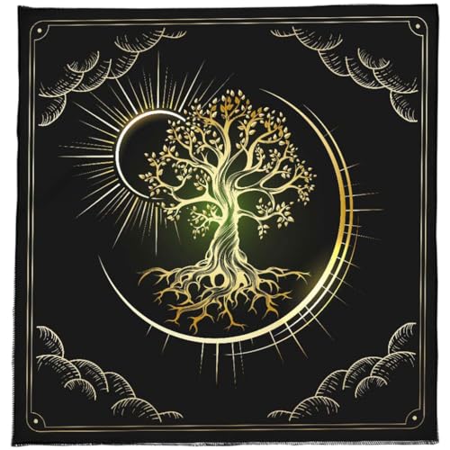 XAGMODSHN Mond Sonne Baum Tarots Tischdecke Wahrsagungen Karten Tischdecke Tapisserie Astrologie Hexerei Deck Tuch Wanddekoration von XAGMODSHN