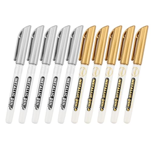 XANHOY 10 x Metallic Marker Stift für Gästebuch Hochzeit Foto Schwarze Seiten Scrapbooking Wasserdicht Metallic Stift Malerei Stift von XANHOY