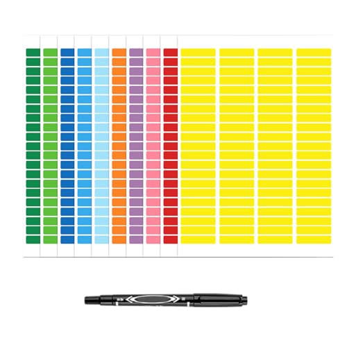 XANHOY Farbkodierungs-Etiketten, rechteckig, farbige Aufkleber, rechteckig, farbige Aufkleber, Regenbogen-Klebeetiketten, 10 Stück von XANHOY