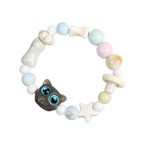 XANHOY Trendiges Glasperlen-Armband mit Tiermotiven, zartes Cartoon-Katzen-Armband mit Glasperlen, stilvolles Armband zum Sammeln von XANHOY