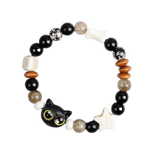 XANHOY Trendiges Glasperlen-Armband mit Tiermotiven, zartes Cartoon-Katzen-Armband mit Glasperlen, stilvolles Armband zum Sammeln von XANHOY