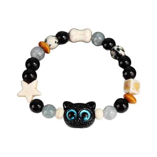 XANHOY Trendiges Glasperlen-Armband mit Tiermotiven, zartes Cartoon-Katzen-Armband mit Glasperlen, stilvolles Armband zum Sammeln von XANHOY