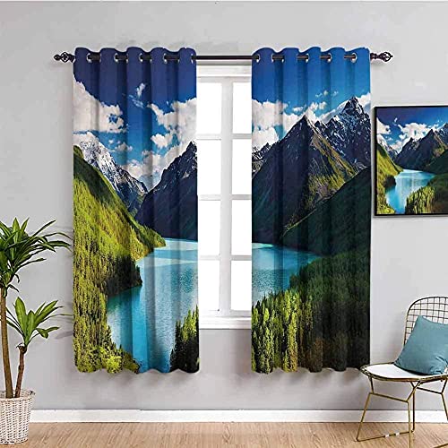 XAONUO Vorhang Blickdicht Mit Ösen Blau Himmel Berge See Gardinen 3D Gedruckt Verdunkelungsvorhang Wärmeisolierte Fenstervorhänge Für Kinderzimmer Wohnzimme 140X100Cm von XAONUO