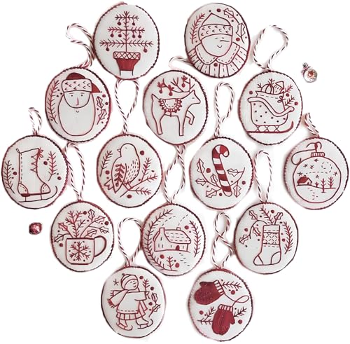 XARuiZhi Christmas Embroidery Kit - Jolly and Bright Hand Embroidery Christmas Ornaments Kit for Beginners with DIY Material Package, Christmas 3D Novice Embroidery Needlepoint Starter Kit von XARuiZhi