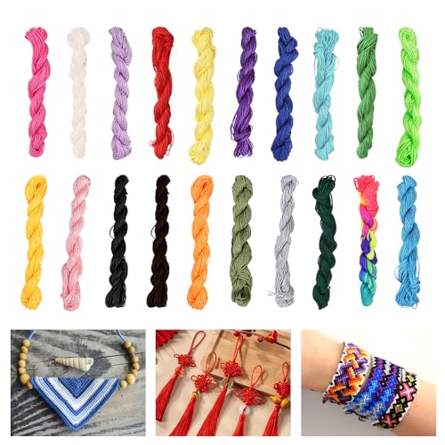 XAVSWRDE 20 Farben 1mm Nylonschnur Geflochtene Nylonfaden bunt Makramee Garn Faden für Armbänder DIY Handwerk Schmuck Halskette Perlen Schmuckherstellung String 27m Jede Farbe von XAVSWRDE