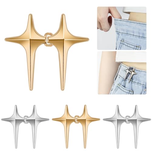 XAVSWRDE 4 Paare Einstellbar Hose Hosenbund Enger Machen Knöpfe Clips Verstellbar Jean Knopfnadeln Hosen Verkleinern Clip Waist Clip Taillenschnallen Clips Taillen Knopf für Damen Hosen Jeans Rock von XAVSWRDE