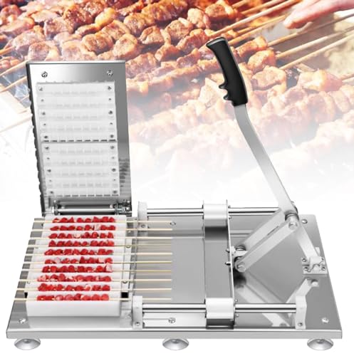 XAoSCd Kebab-Maker-Box Aus Edelstahl, Manuelle Hammel-Kebab-Maschine, 10-Loch-Grillspieß-Fleischherstellungsmaschine, Kebab-Maker-Pressformen, Für Grillpartys, Picknicks, von XAoSCd