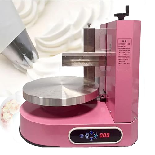 XAoSCd Maschine Zum Verteilen Und Schmieren Von Kuchencreme, Dekorationsmaschine, Automatischer Kuchencremeglätter, Verstellbarer Kuchenschaber Für 4-12-Zoll-Kuchen, Weiß,Pink von XAoSCd