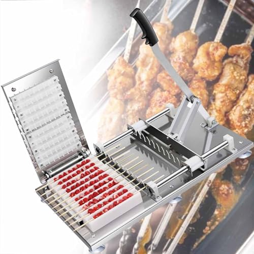 XAoSCd Maschine Zur Herstellung Von Grillspießen Aus Edelstahl Mit 10 Saiten, Mit 2 Fleischformplatten, DREI Arbeitssparenden Designs Und Hoher Effizienz, Für Picknicks Im, von XAoSCd