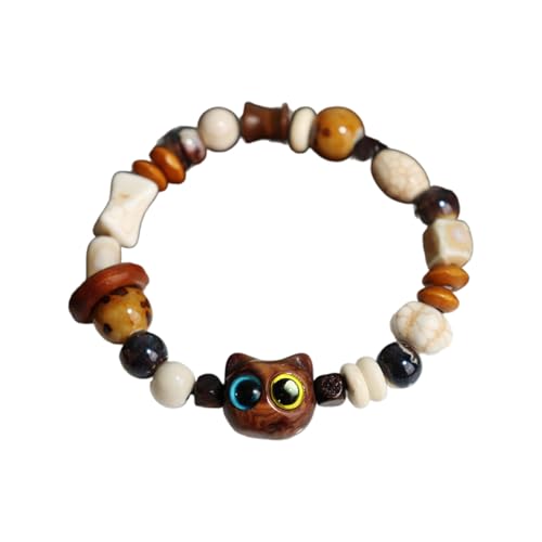 XBOKA Handgefertigtes Katzenperlen-Armband, unverwechselbares Katzenmotiv, Glasperlen-Armband, elegante Handgelenkkette, Schmuckanhänger von XBOKA