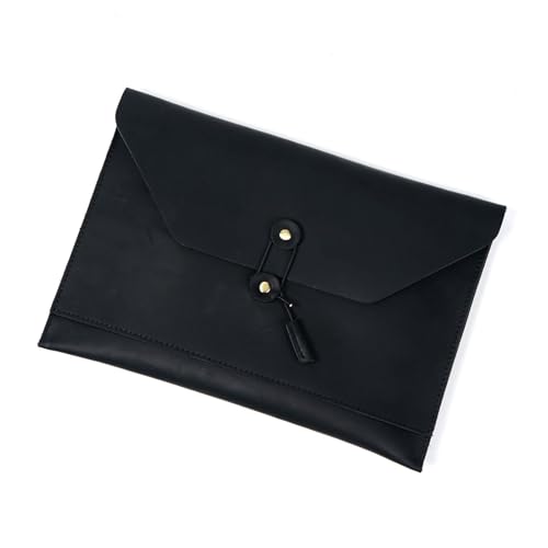 XBOKA Leder Aktenordner Multifunktionale Dokumententasche mit mehreren Kartenfächern und Schnurverschluss, Leder Laptop Sleeve Case von XBOKA