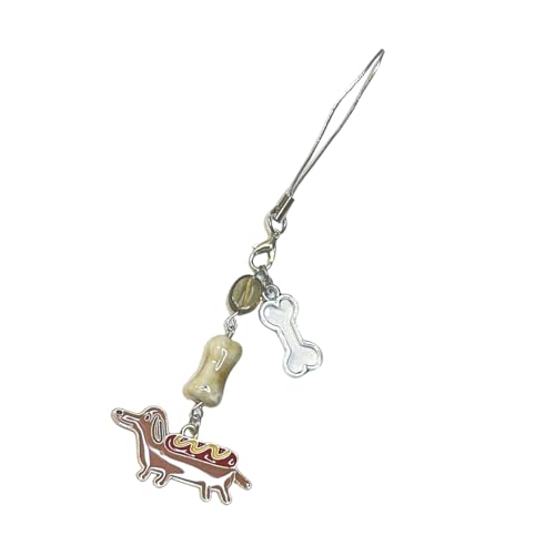 XBOKA Lovely Dackel Dog Charm Phone Chain Trendsetting Sausage Dog Phone Chain Lanyard for Adding Personality to Devices von XBOKA